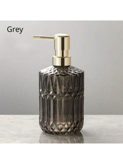 1pc 13.32oz Glass Pump Soap Dispenser, Refillable Bathroom Bottle For Hand Soap, Body Wash, Shampoo, Home Bathroom Decor Accessory- Great Housewarming Gift, Fall Decor, Back To School Gift