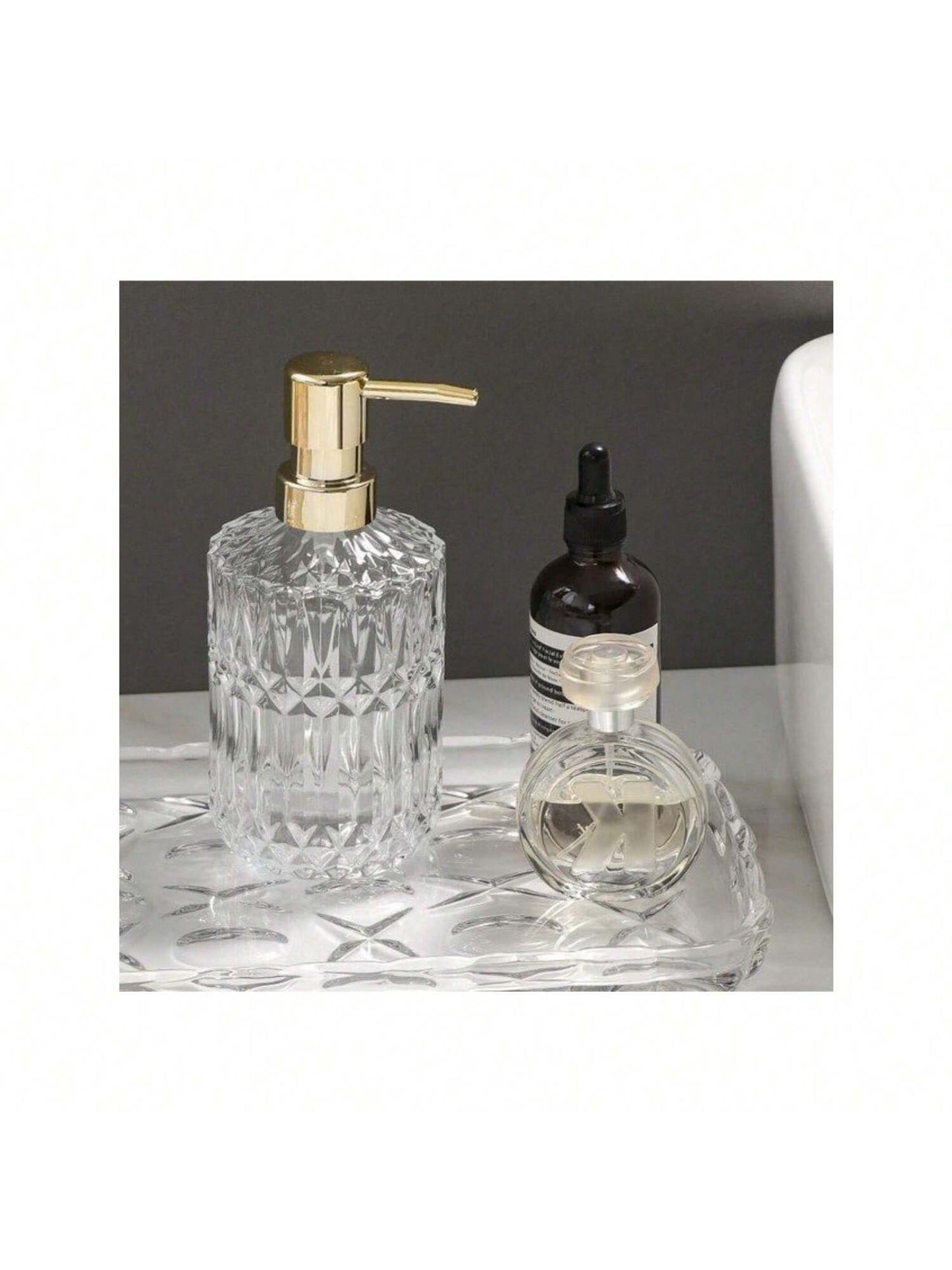 1pc 13.32oz Glass Pump Soap Dispenser, Refillable Bathroom Bottle For Hand Soap, Body Wash, Shampoo, Home Bathroom Decor Accessory- Great Housewarming Gift, Fall Decor, Back To School Gift