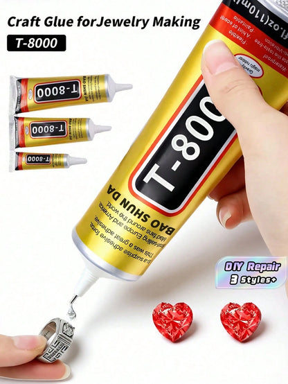 1pc 15ml/50ml/110ml T8000 Glue, Craft Adhesivefor Cell Phone Screen Repair Glass Wood Crafts Metal And Stones,Diamond Painting Acrylic Point Drill DIY, Jewelry Drill Special Glue Christmas For Holiday