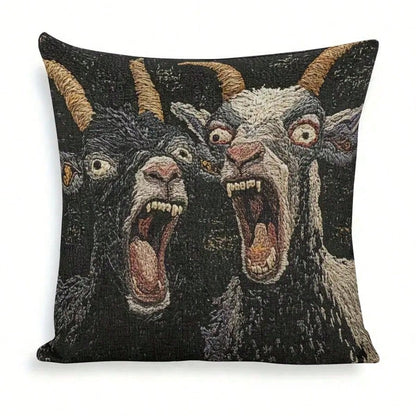 1PC 17.7*17.7 Inch Single-Sided Pillowcase, 2D Screaming Goat Print, Modern Style With Zipper Closure. Plain Printed Design, No Embroidery Or Pillow Insert Included. Funny Decorative Cover, Ideal For