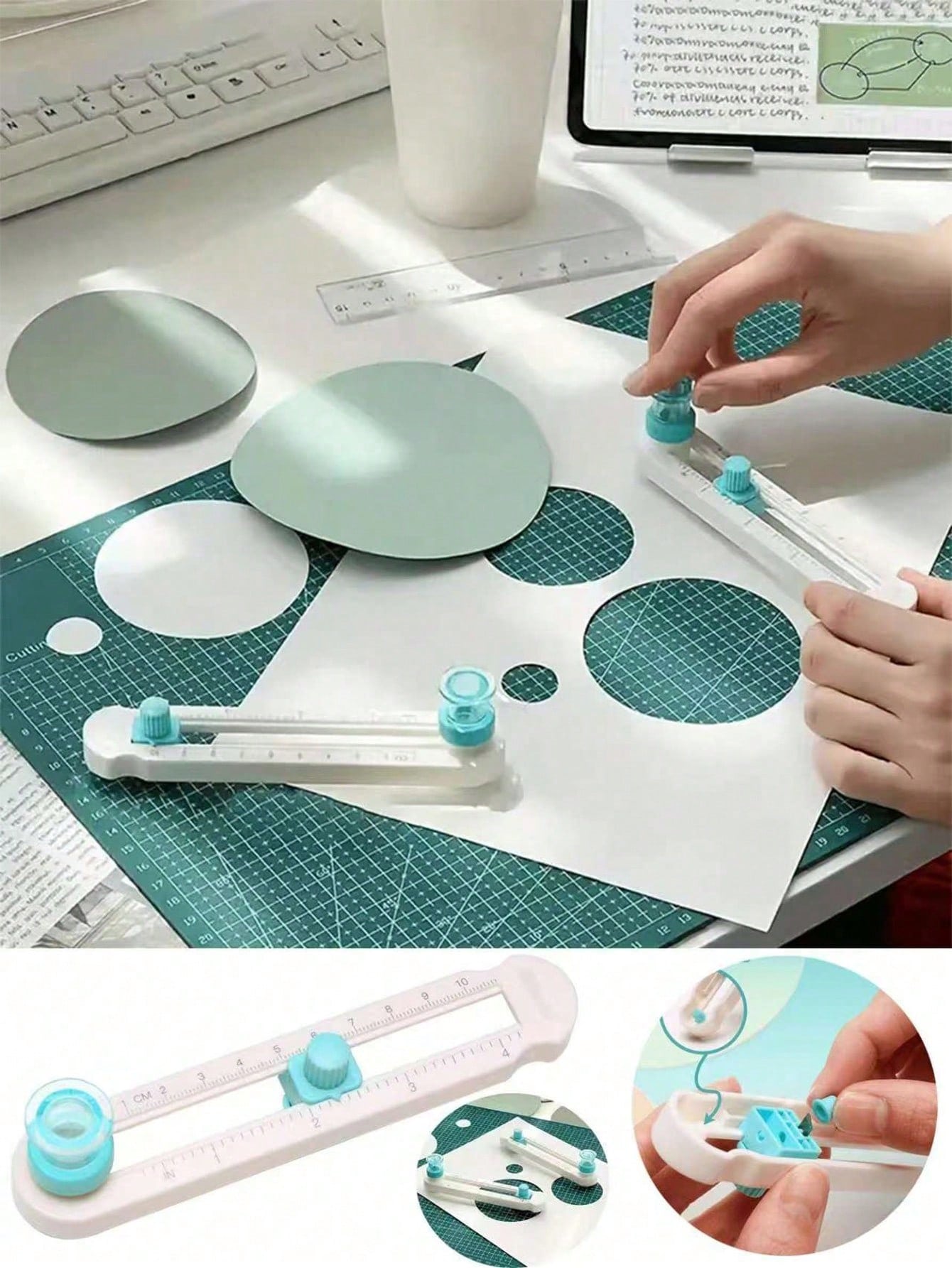 1pc 2-20cm Diameter Round Cutter, Portable Round Cutting Tool, Suitable For Home, Study, Office, Round, Straight, Circle Cutting