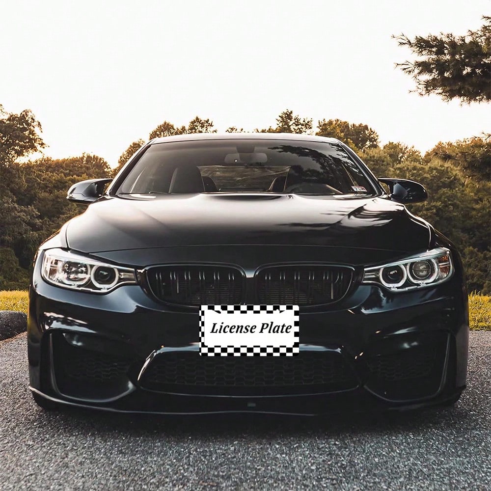 1PC 2-Hole License Plate Frame Aluminum 6x12 Inches With Screws Black And White Checkerboard Pattern American Canadian And Mexican Standard Sizes Retro Novelty Car Decoration Friends And Family