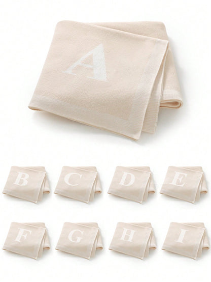 1pc 26 Letter Baby Knitted Blanket, Simple Casual Baby Blanket, All Season Children Blanket
