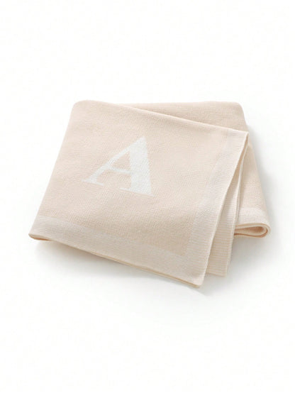 1pc 26 Letter Baby Knitted Blanket, Simple Casual Baby Blanket, All Season Children Blanket