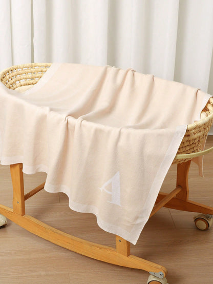 1pc 26 Letter Baby Knitted Blanket, Simple Casual Baby Blanket, All Season Children Blanket