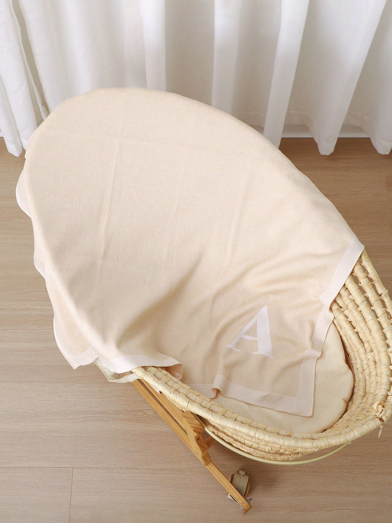 1pc 26 Letter Baby Knitted Blanket, Simple Casual Baby Blanket, All Season Children Blanket