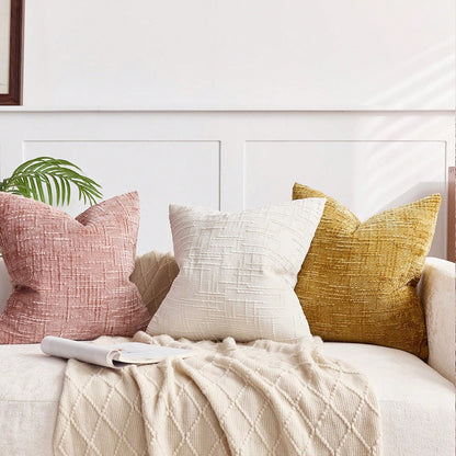 1pc/2pcs Beige (Pillow Insert Not Included) Vintage Chenille Striped Throw Pillow Cover, 100% Polyester Woven Zippered Pillowcase, Machine Washable, Geometric Pattern Decorative Cushion Cover For Sofa