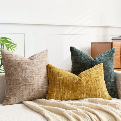 1pc/2pcs Beige (Pillow Insert Not Included) Vintage Chenille Striped Throw Pillow Cover, 100% Polyester Woven Zippered Pillowcase, Machine Washable, Geometric Pattern Decorative Cushion Cover For Sofa