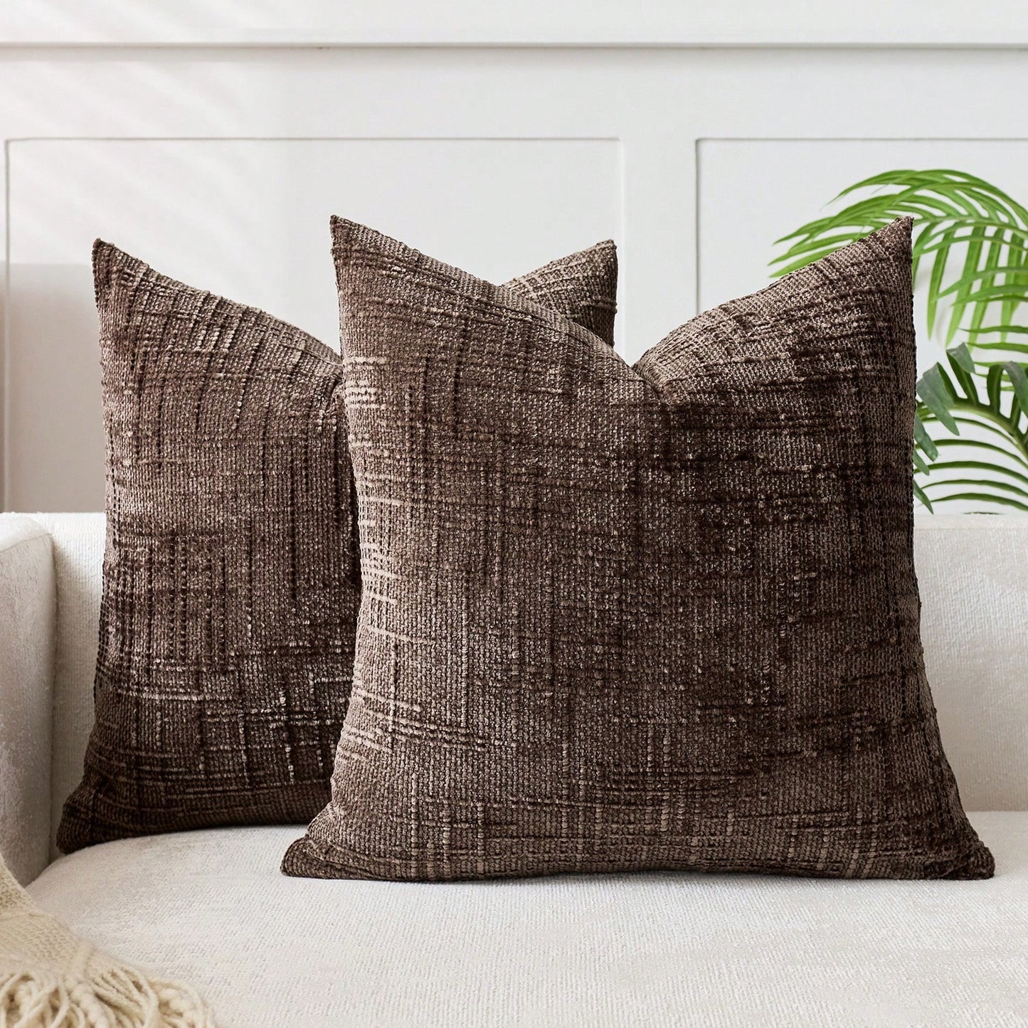 1pc/2pcs Beige (Pillow Insert Not Included) Vintage Chenille Striped Throw Pillow Cover, 100% Polyester Woven Zippered Pillowcase, Machine Washable, Geometric Pattern Decorative Cushion Cover For Sofa