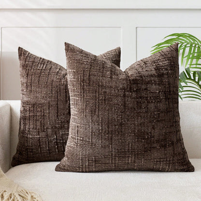 1pc/2pcs Beige (Pillow Insert Not Included) Vintage Chenille Striped Throw Pillow Cover, 100% Polyester Woven Zippered Pillowcase, Machine Washable, Geometric Pattern Decorative Cushion Cover For Sofa