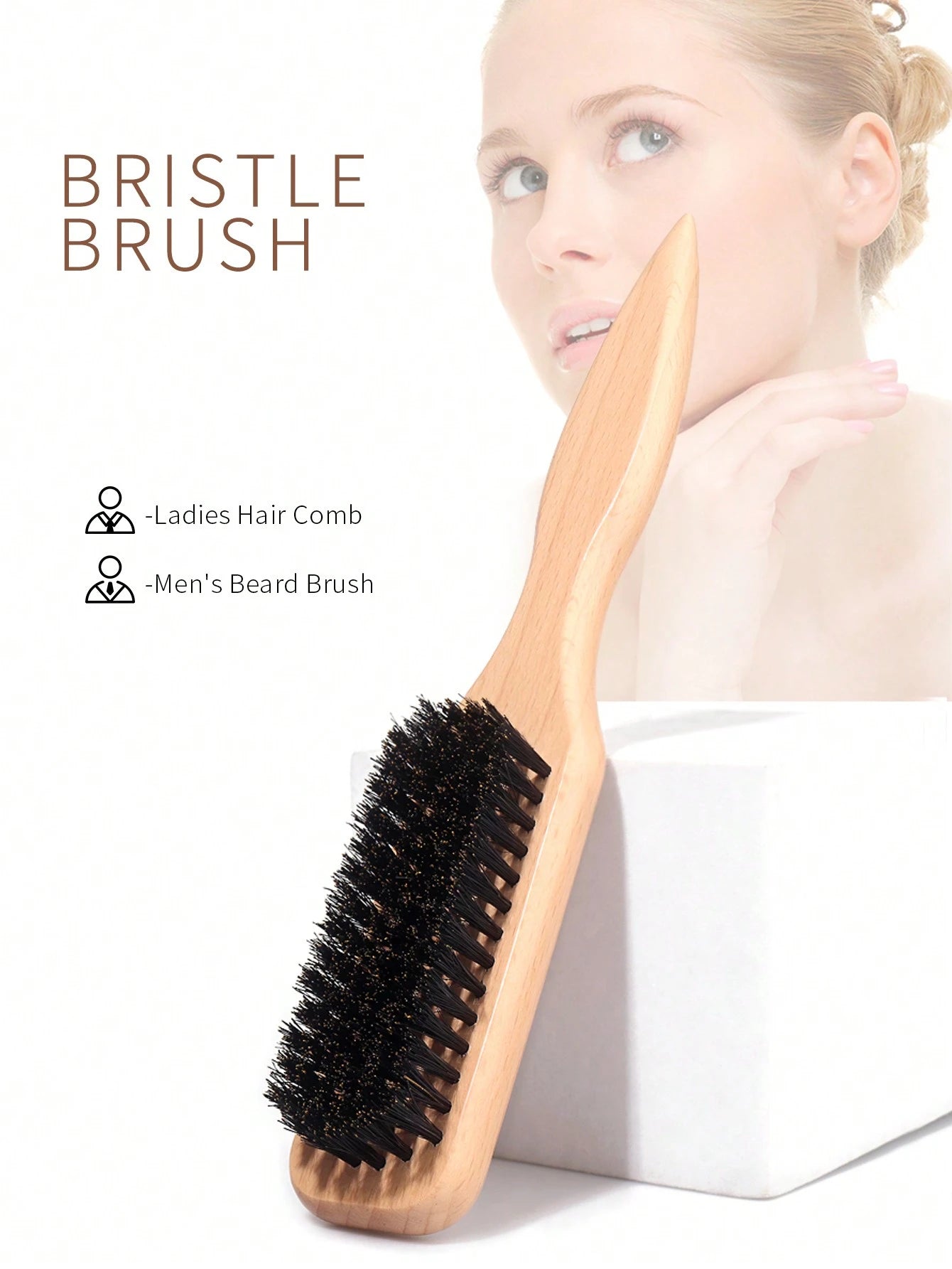 1pc/2pcs Boar Bristle Bamboo Beard Brush, Hair Comb, Bangs Comb, Edge Comb, Comb, Hair Styling Tools, Hair Styling Products And Accessories