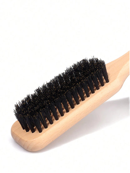 1pc/2pcs Boar Bristle Bamboo Beard Brush, Hair Comb, Bangs Comb, Edge Comb, Comb, Hair Styling Tools, Hair Styling Products And Accessories