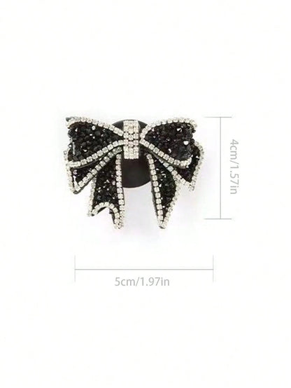 1pc/2pcs Car Air Vent Clip, Rhinestone Bow Decor, Suitable For Car Air Vent