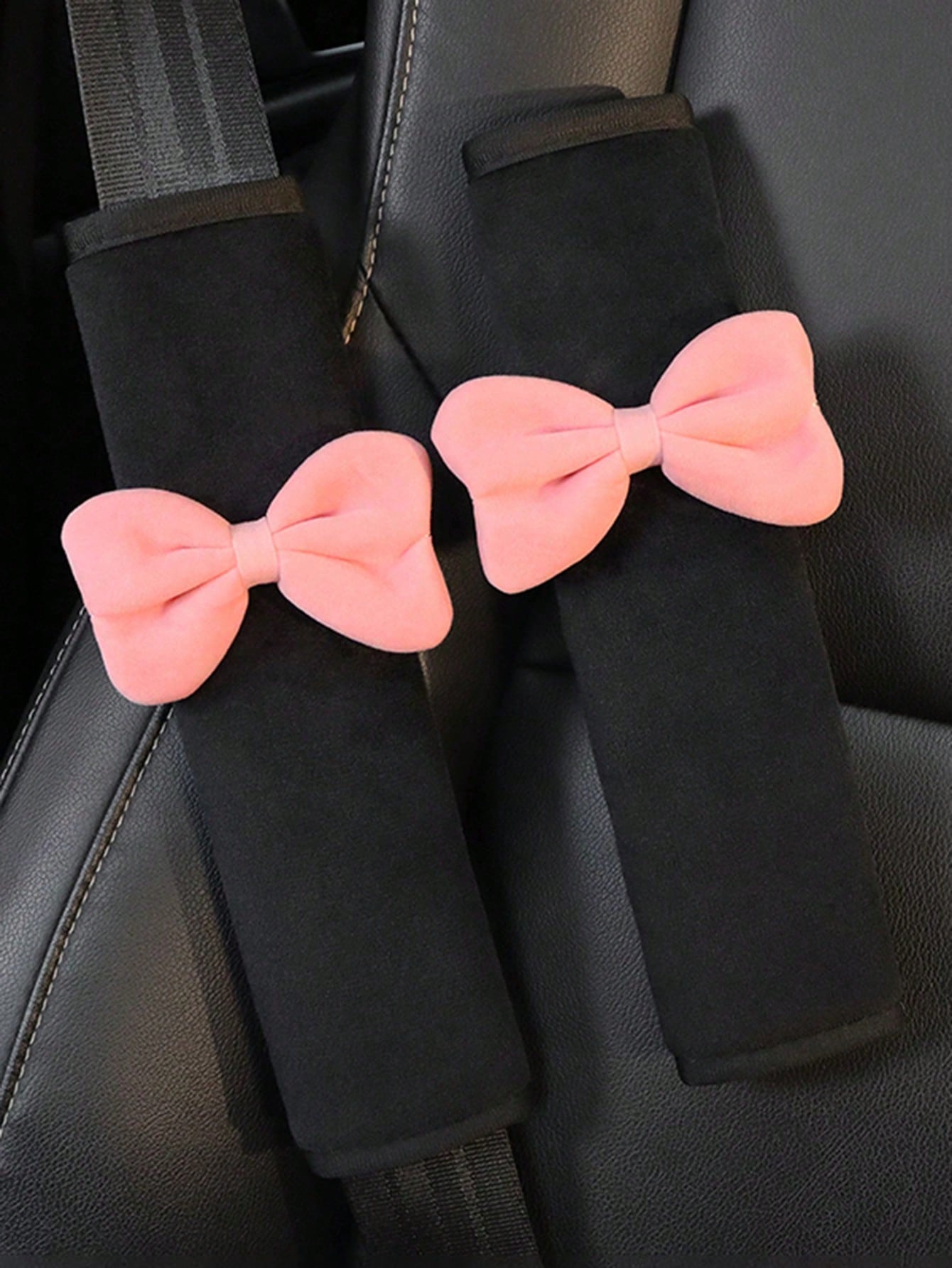 1pc/2pcs Car Seat Belt Bow Plush Shoulder Protection Cover Car Anti Pinch Neck Belt Protection Cover,Car Accessories Women