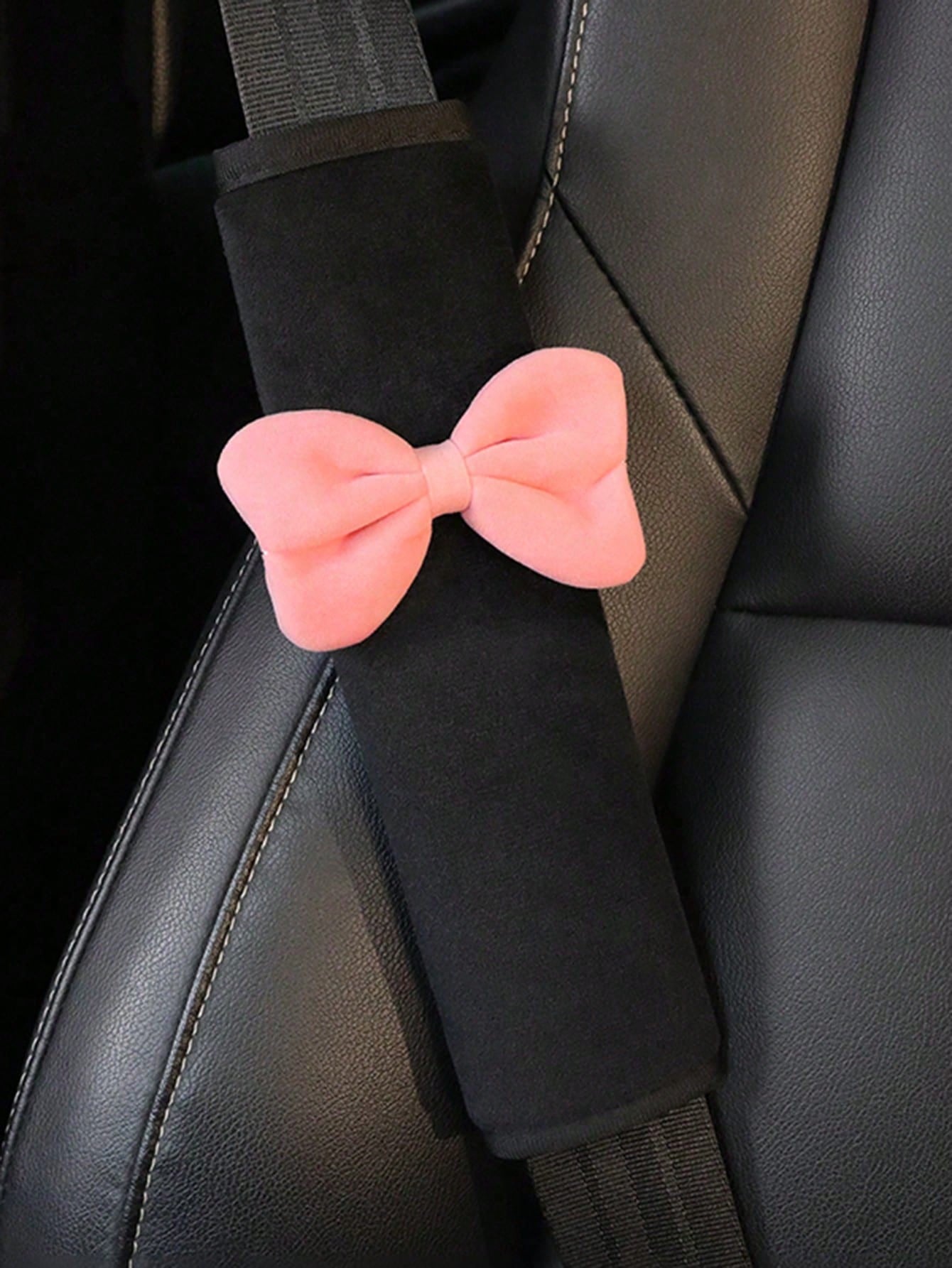 1pc/2pcs Car Seat Belt Bow Plush Shoulder Protection Cover Car Anti Pinch Neck Belt Protection Cover,Car Accessories Women