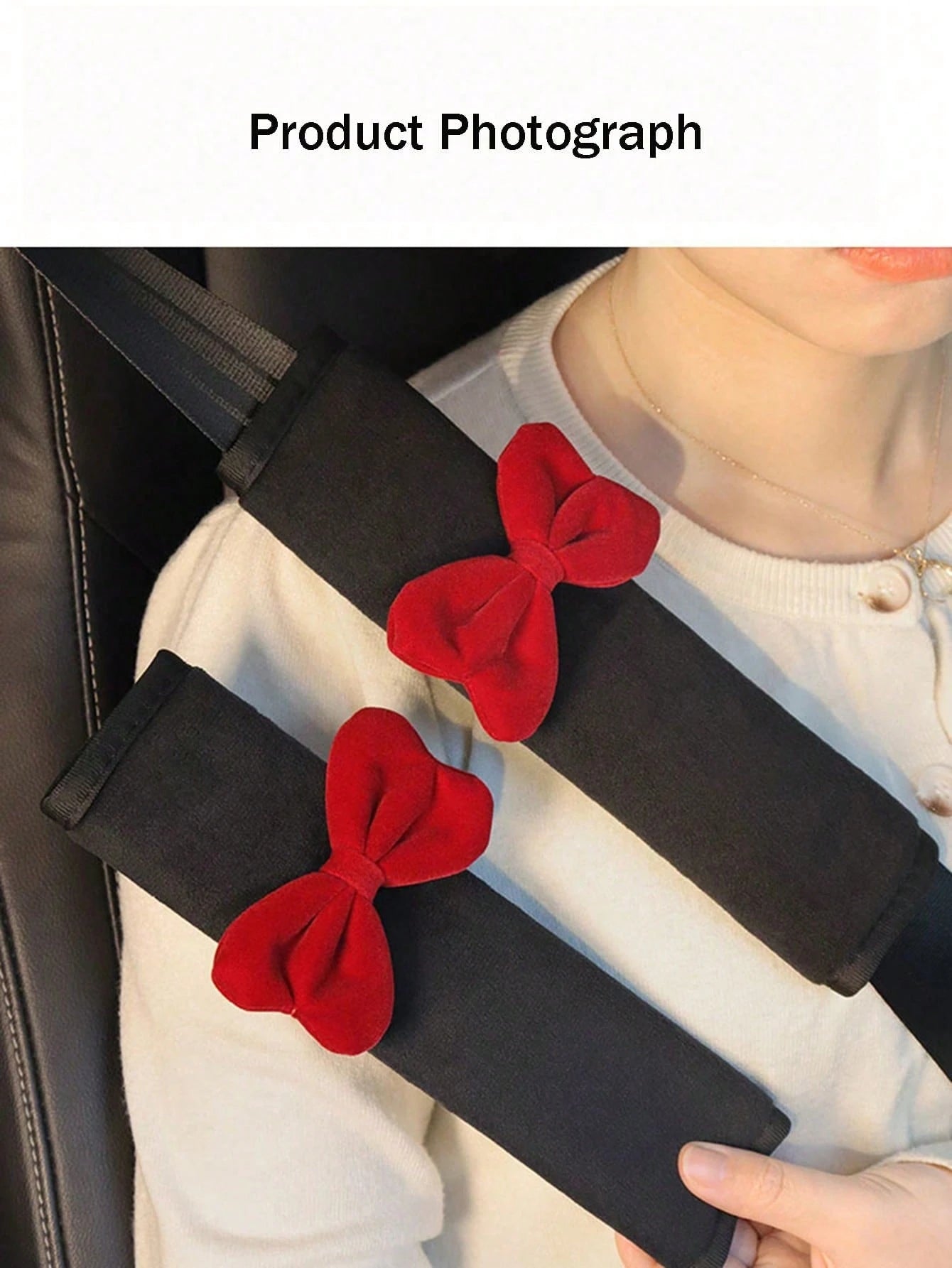 1pc/2pcs Car Seat Belt Bow Plush Shoulder Protection Cover Car Anti Pinch Neck Belt Protection Cover,Car Accessories Women