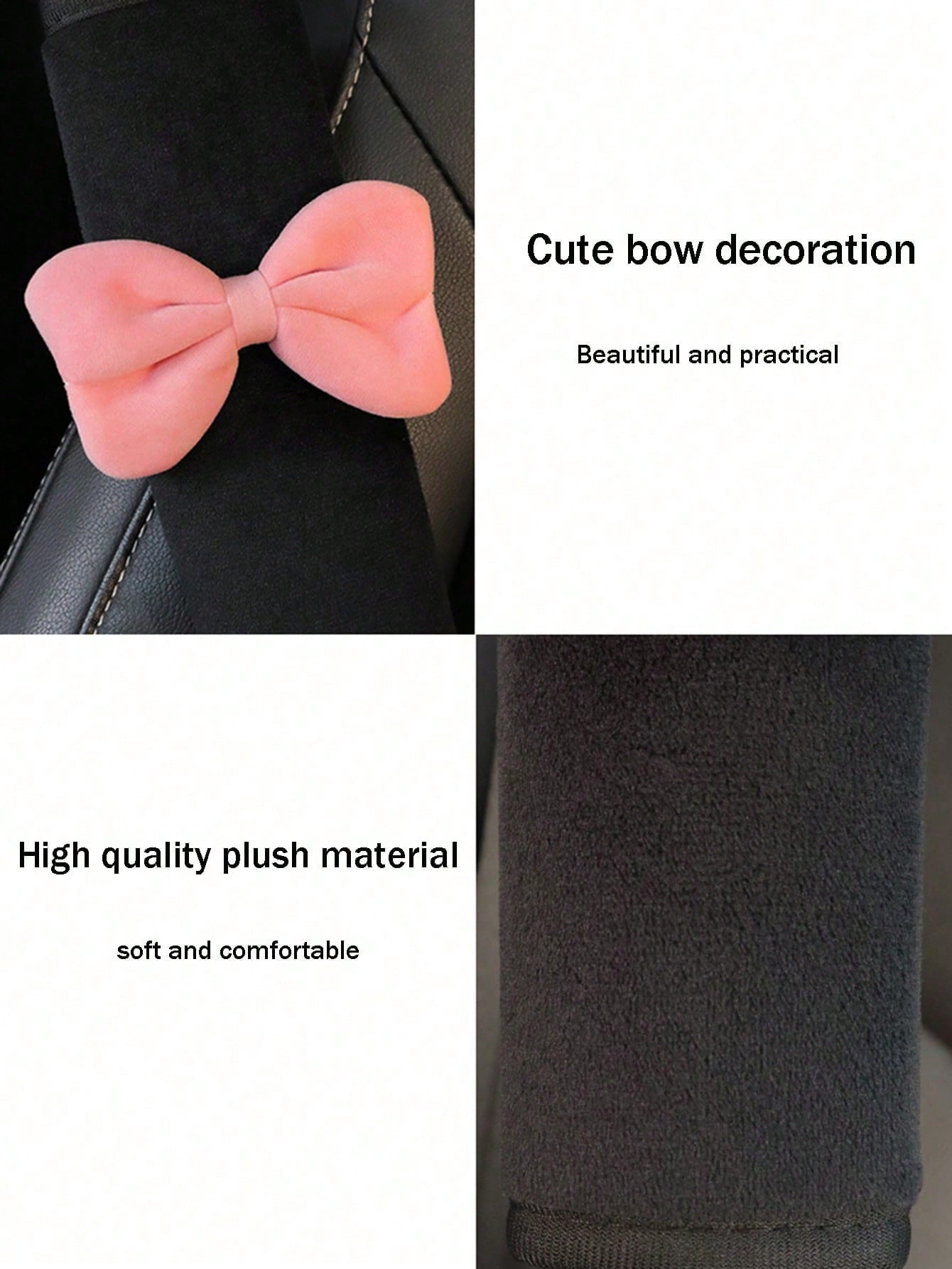 1pc/2pcs Car Seat Belt Bow Plush Shoulder Protection Cover Car Anti Pinch Neck Belt Protection Cover,Car Accessories Women