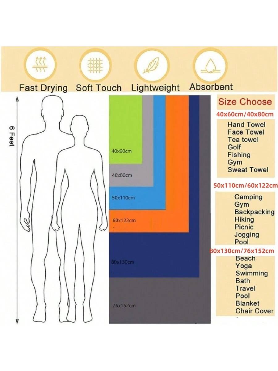 1pc/2pcs Double-Sided Plush Ultra Soft Microfiber Quick Dry Sports Towel, Lightweight, Absorbent, Non-Stick Sand, Suitable For Yoga, Swimming, Hiking, Camping