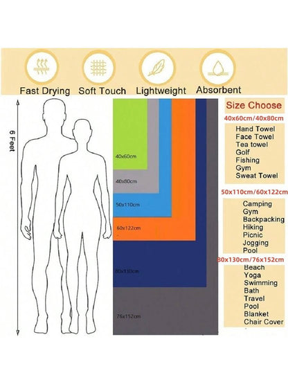 1pc/2pcs Double-Sided Plush Ultra Soft Microfiber Quick Dry Sports Towel, Lightweight, Absorbent, Non-Stick Sand, Suitable For Yoga, Swimming, Hiking, Camping