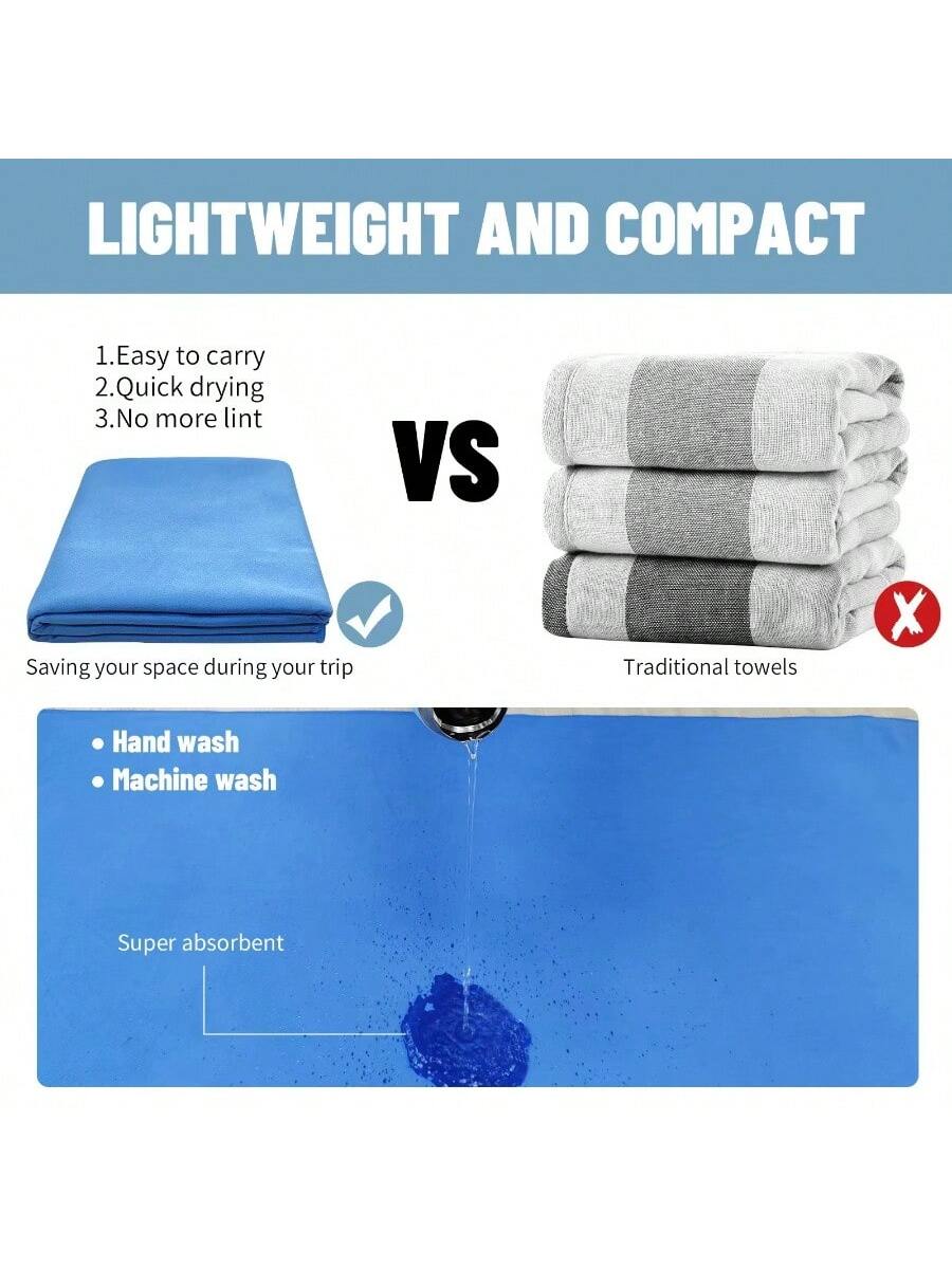 1pc/2pcs Double-Sided Plush Ultra Soft Microfiber Quick Dry Sports Towel, Lightweight, Absorbent, Non-Stick Sand, Suitable For Yoga, Swimming, Hiking, Camping