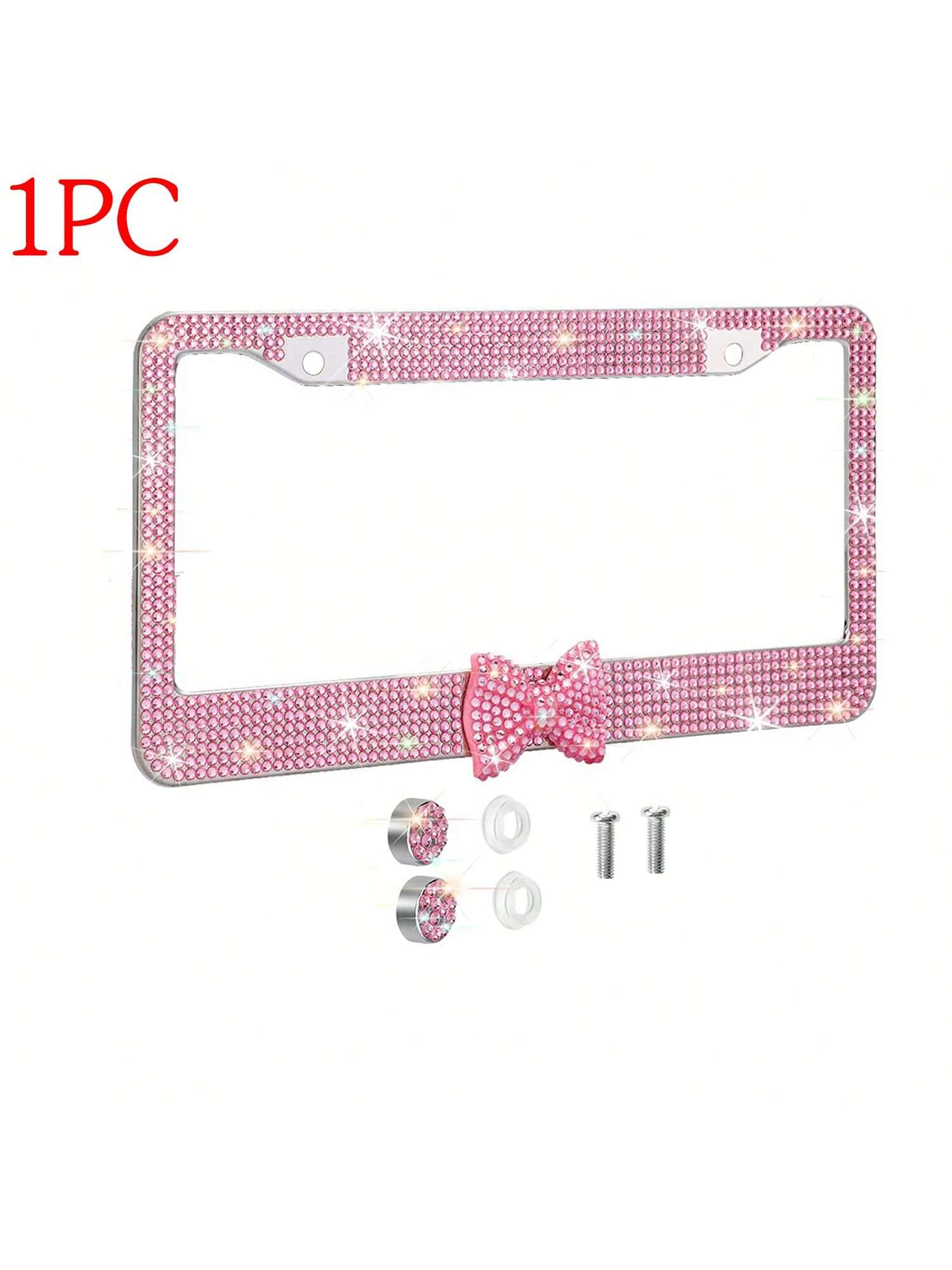 1pc/2pcs Pink License Plate Light Frame, Cute Binding Decoration, Shiny Car License Plate Frame, License Plate Protection, A Must-Have For Holiday Car Gifts!