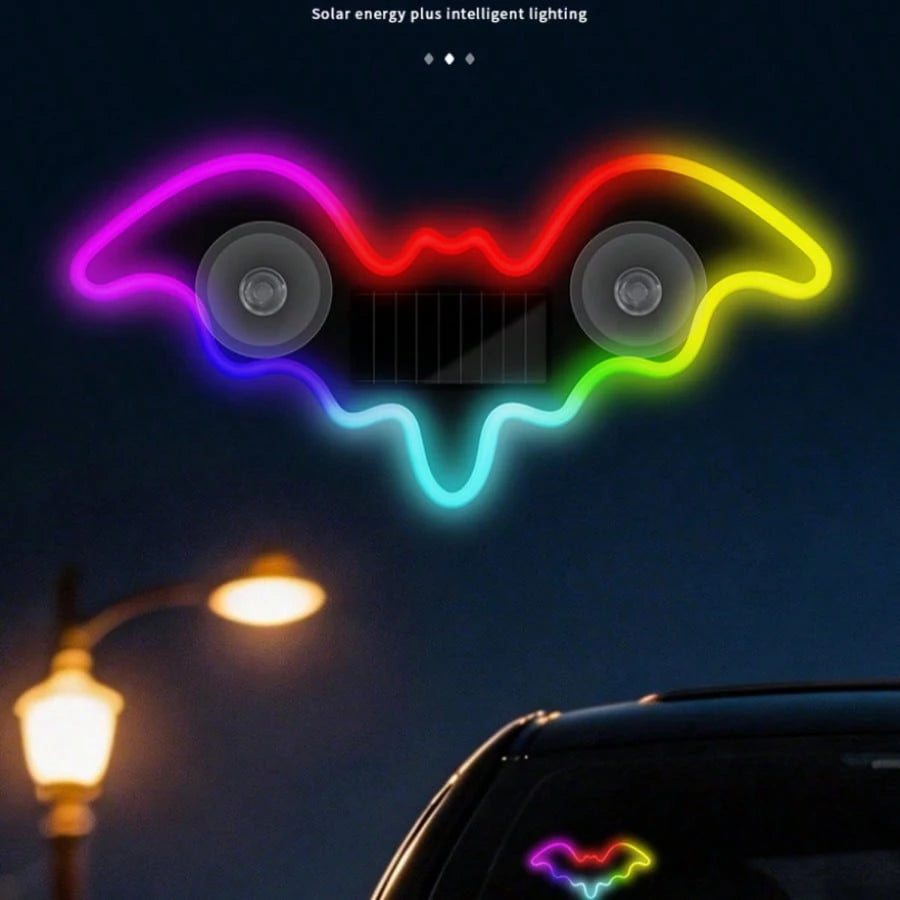 1pc/2pcs Solar Powered Heart Shaped Neon LED Car Rear Window Wireless Ambient Light Decoration, Hot Selling Car LED Window Glowing Heart Ambient Light Solar Interior Neon Light USB Decoration, 3.7V+30