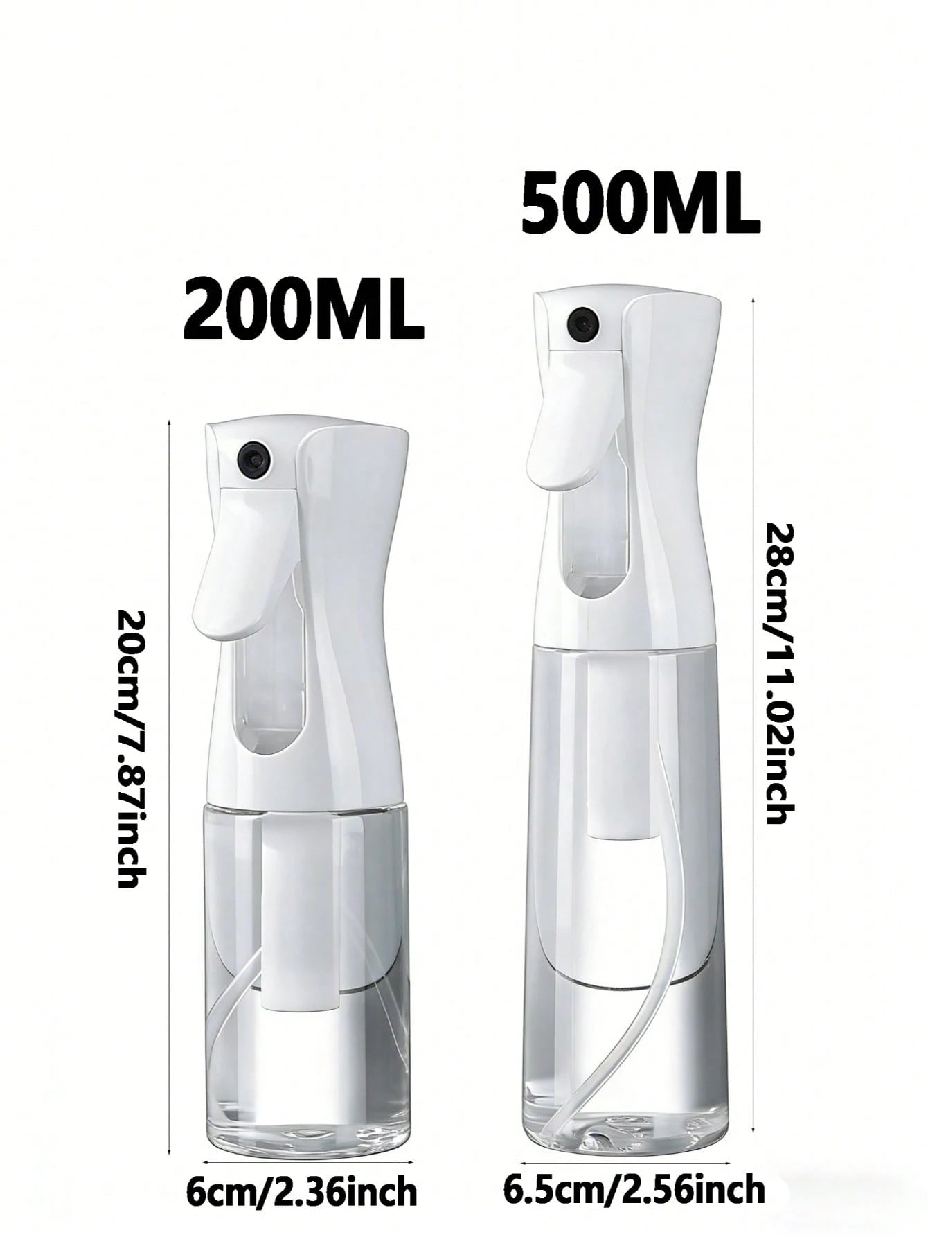 1Pc/2Pcs Upgraded Continuous Fine Mist Spray Bottle, Refillable Portable Water Sprayer For Hair Styling Pet Plant Skincare Cleaning, Salon Essential For Curly Hair Oil Daily Home Travel Multi-Purpose