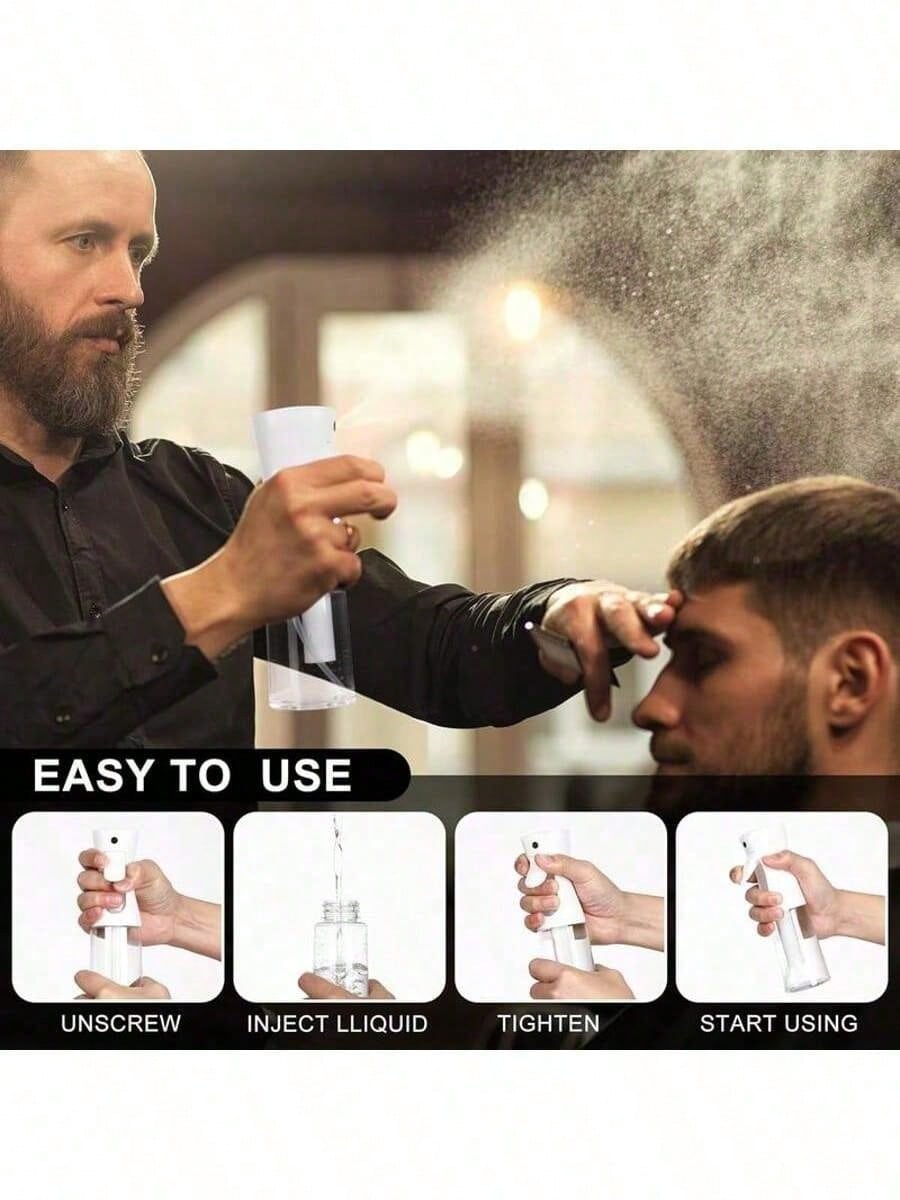1Pc/2Pcs Upgraded Continuous Fine Mist Spray Bottle, Refillable Portable Water Sprayer For Hair Styling Pet Plant Skincare Cleaning, Salon Essential For Curly Hair Oil Daily Home Travel Multi-Purpose