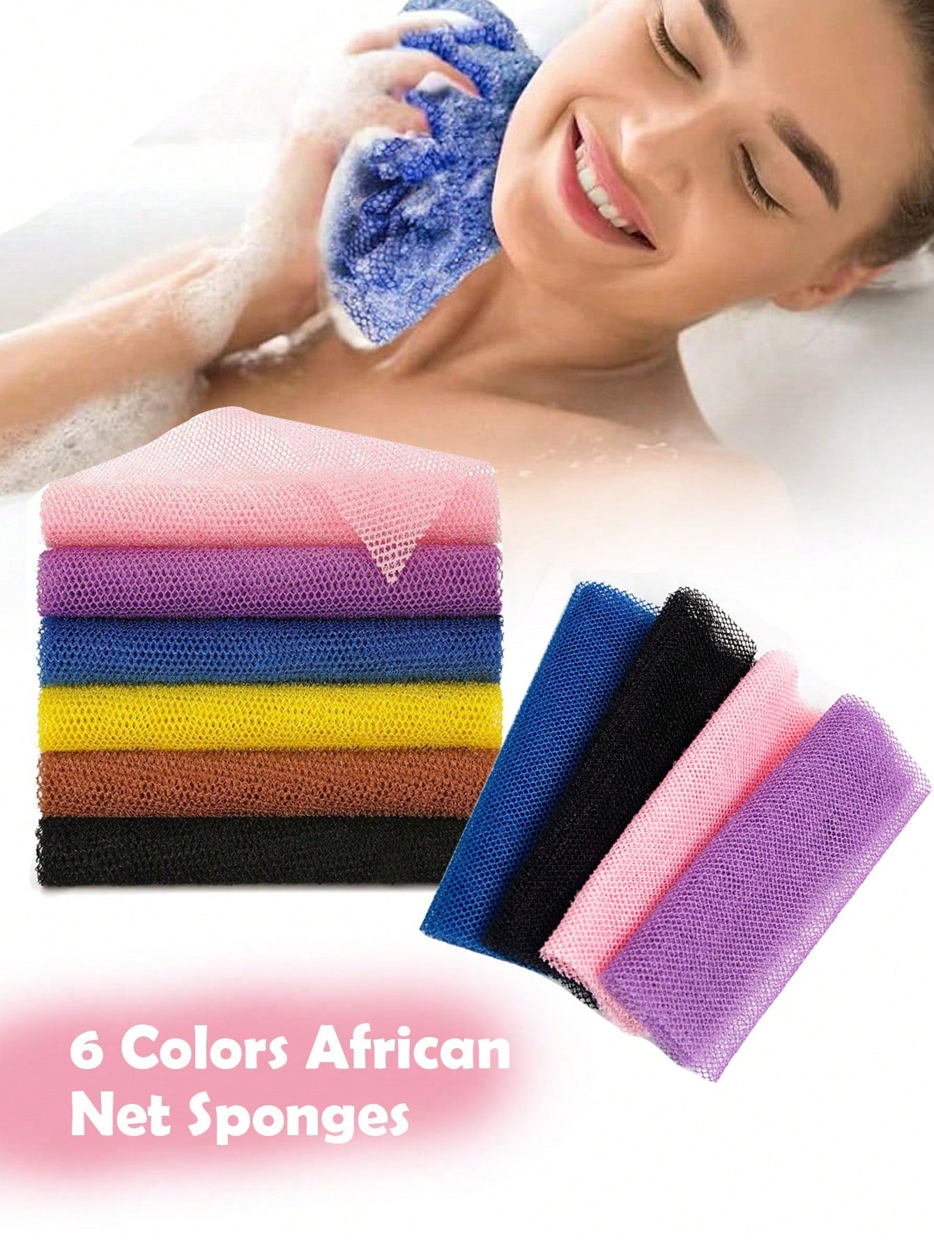1pc/2pcsAfrican Bath Sponge, African Mesh Long Net Bath Sponge, Exfoliating Shower, Body Wash, Back Scrub,Body Scrubber,Sponge, Smooth Skin, Body Scrubber,Very Suitable For Daily Use
