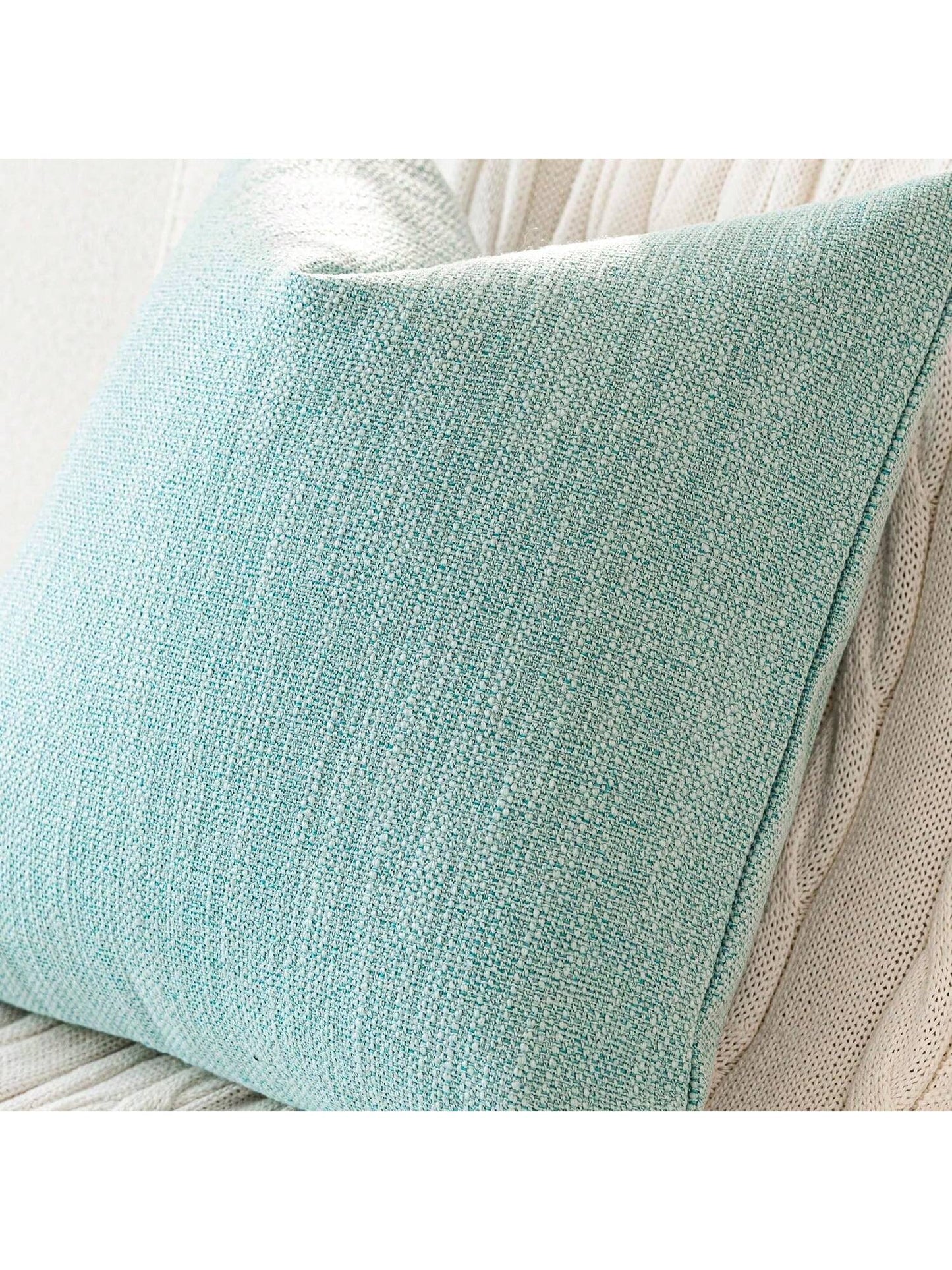 1pc/2PS Light Blue Pillowcase Without Pillow Insert, Bohemian Style Decorative Textured Coarse Linen Fabric, Luxury Pillowcase Made Of Coarse Linen Craft, Suitable For Sofa, Living Room, Bedroom, Floo