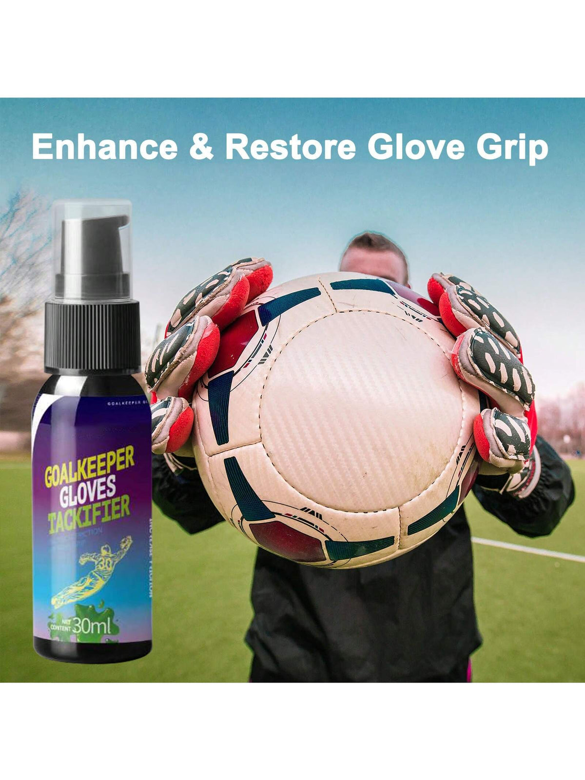 1Pc 30ml Goalkeeper Glove Tackifier Spray Glue Football Soccer Grip Spray Baseball Grip Spray Anti-Slip Enhance Sticky Latex Goalkeeper Glove