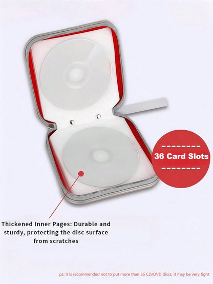 1pc 36-Slot CD/DVD Case, Portable CD/DVD Storage Bag, Dust-Proof Design, Suitable For Office And Home Use, Loved By Music Lovers And Movie Collectors
