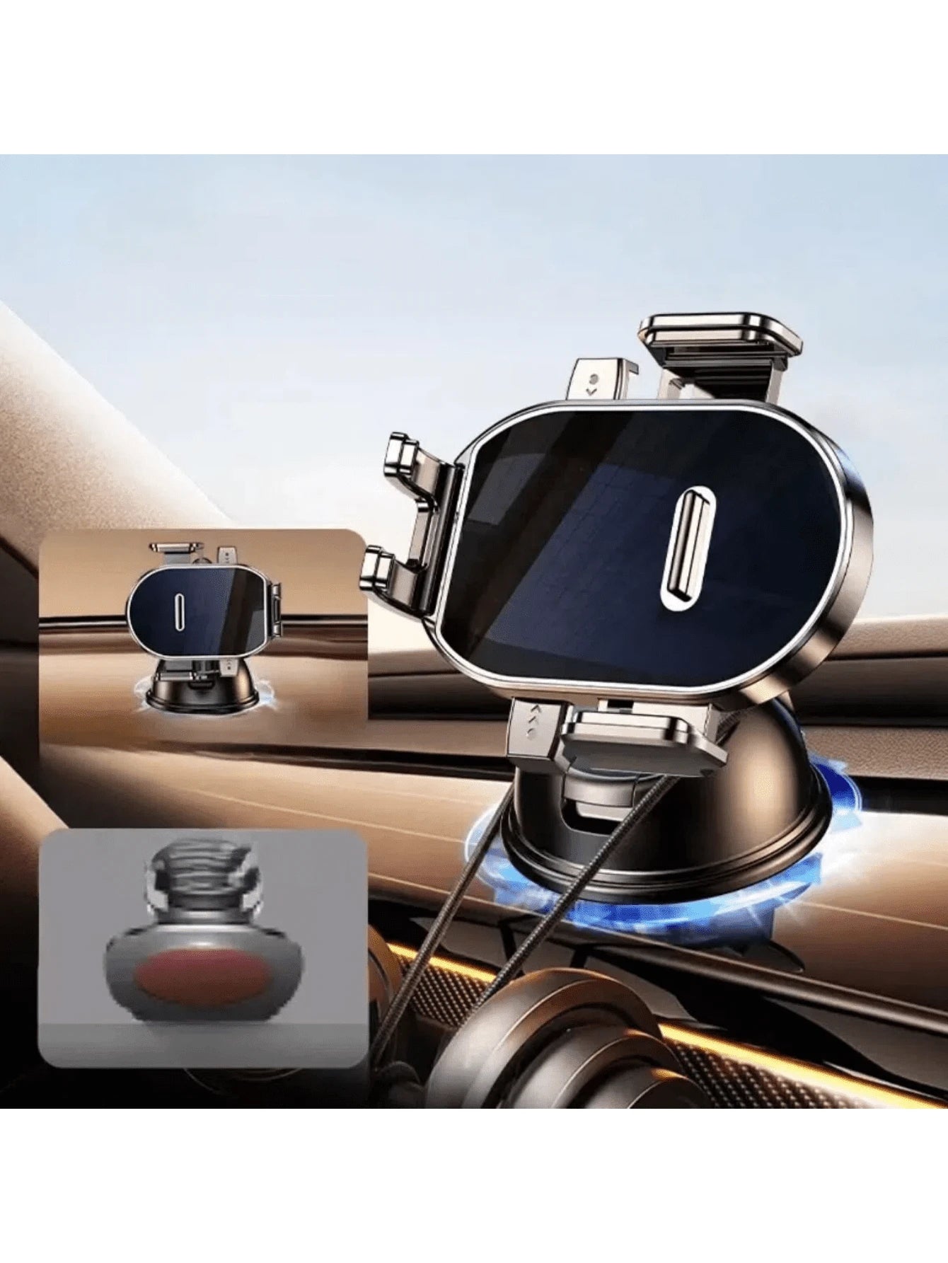 1pc 360° Adjustable Suction Cup Phone Holder, Strong Adsorption Anti-Slip, Supports All Viewing Angles, Car And Desktop Dual Use, Universal For All Phones