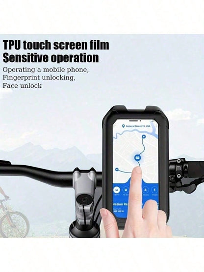 1pc 360° Rotatable Anti-Drop Bicycle Phone Holder, ABS Material, Quick Install Auto-Lock Design, Suitable For 4.7-6.8 Inch Phones, Multi-Function Outdoor Cycling Navigation Accessory, Can Be Installed