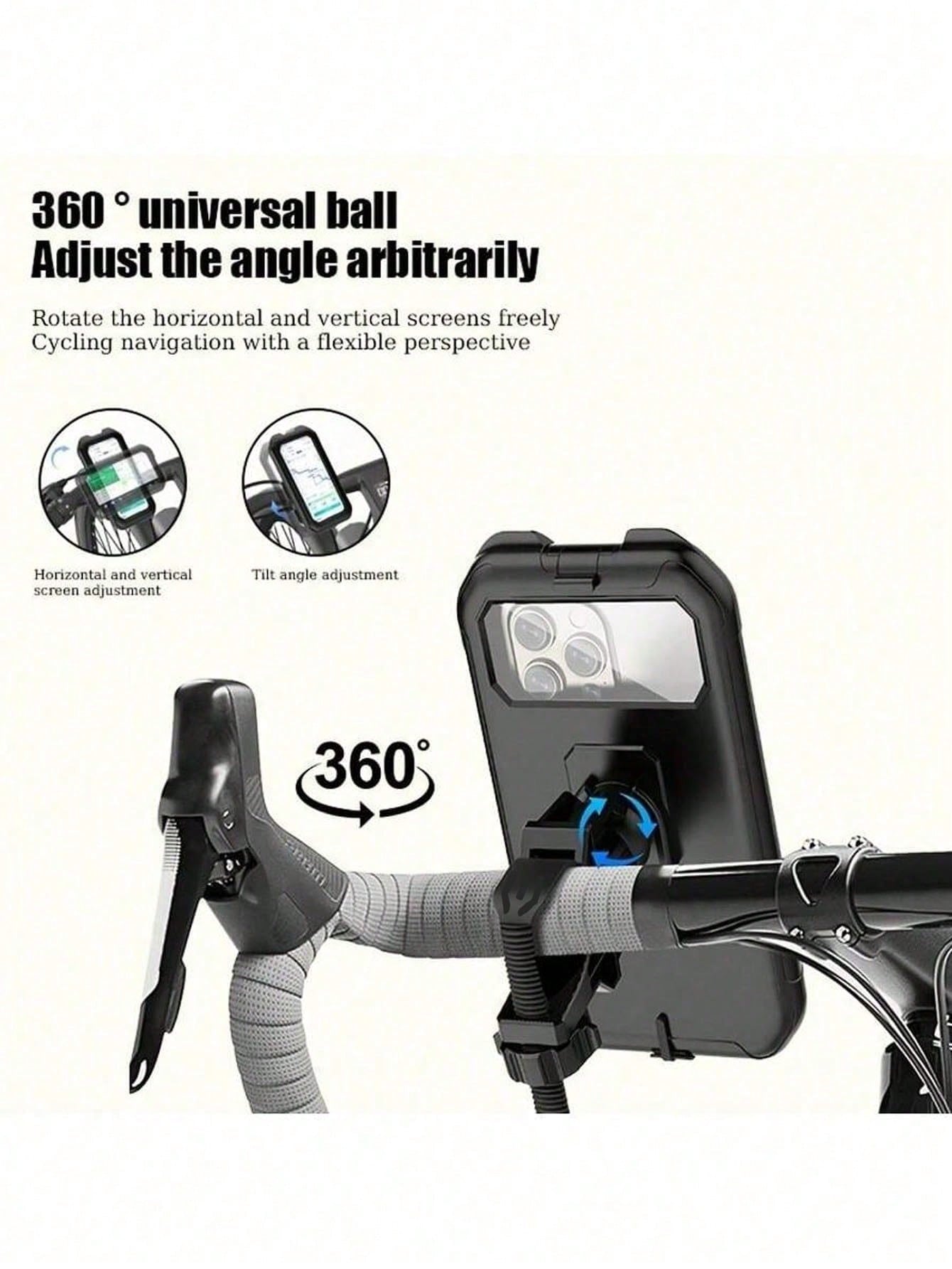 1pc 360° Rotatable Anti-Drop Bicycle Phone Holder, ABS Material, Quick Install Auto-Lock Design, Suitable For 4.7-6.8 Inch Phones, Multi-Function Outdoor Cycling Navigation Accessory, Can Be Installed
