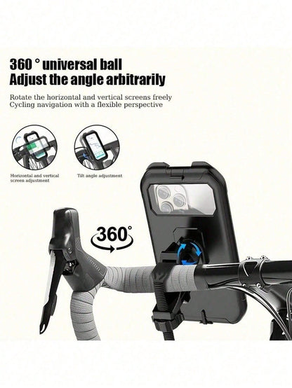 1pc 360° Rotatable Anti-Drop Bicycle Phone Holder, ABS Material, Quick Install Auto-Lock Design, Suitable For 4.7-6.8 Inch Phones, Multi-Function Outdoor Cycling Navigation Accessory, Can Be Installed