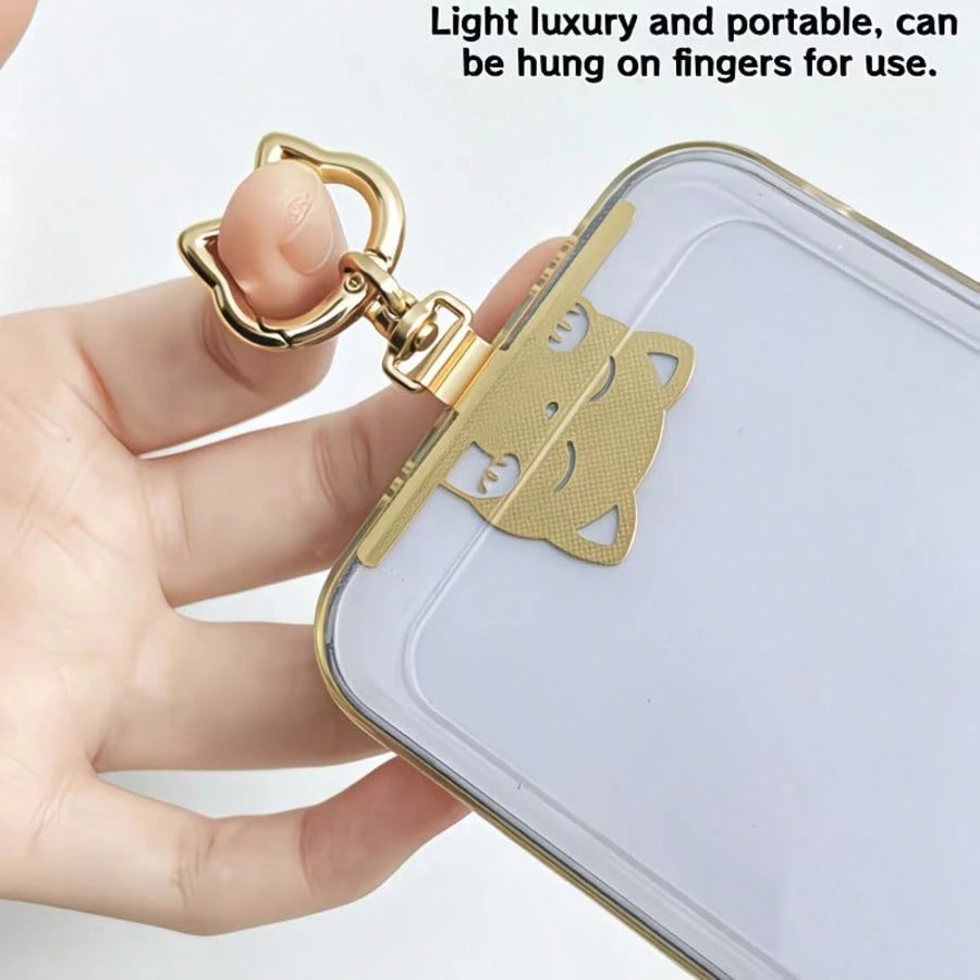 1pc/3pcs 2-In-1 Stainless Steel Phone Lanyard Clip 360° Rotating No-Tangle + Cute Cat Head Spring Ring, Durable Metal Connector, Card, Washer, Phone Accessory Connector, Fixed Hook, Fixed Bracket, Com