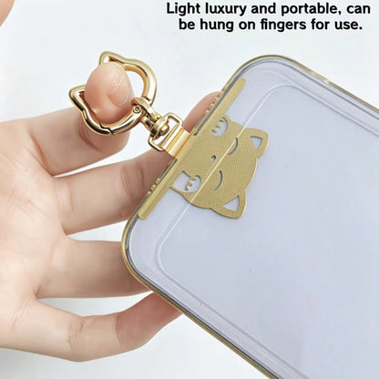 1pc/3pcs 2-In-1 Stainless Steel Phone Lanyard Clip 360° Rotating No-Tangle + Cute Cat Head Spring Ring, Durable Metal Connector, Card, Washer, Phone Accessory Connector, Fixed Hook, Fixed Bracket, Com