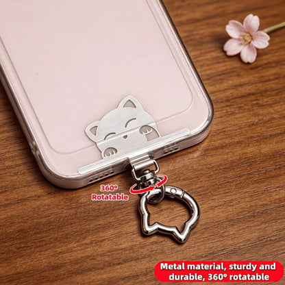 1pc/3pcs 2-In-1 Stainless Steel Phone Lanyard Clip 360° Rotating No-Tangle + Cute Cat Head Spring Ring, Durable Metal Connector, Card, Washer, Phone Accessory Connector, Fixed Hook, Fixed Bracket, Com