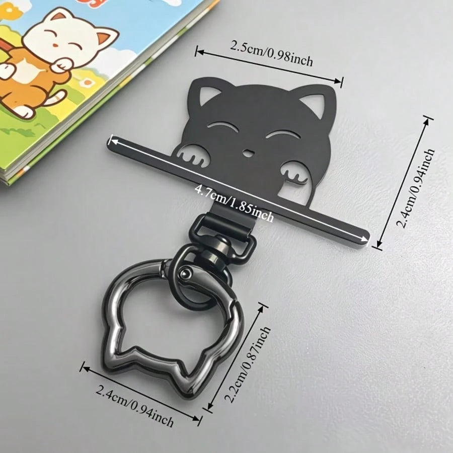 1pc/3pcs 2-In-1 Stainless Steel Phone Lanyard Clip 360° Rotating No-Tangle + Cute Cat Head Spring Ring, Durable Metal Connector, Card, Washer, Phone Accessory Connector, Fixed Hook, Fixed Bracket, Com