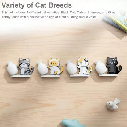 1pc/4pcs Cat Whisker Guardian Refrigerator Magnets- Cute Kitten Pushing Vase Design, Specially Made For Cat Lovers, Showcasing Personalized Home And Office Decor