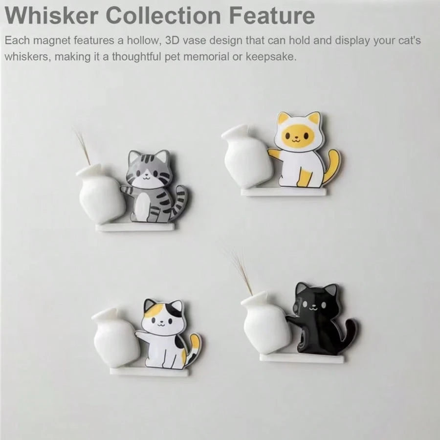 1pc/4pcs Cat Whisker Guardian Refrigerator Magnets- Cute Kitten Pushing Vase Design, Specially Made For Cat Lovers, Showcasing Personalized Home And Office Decor