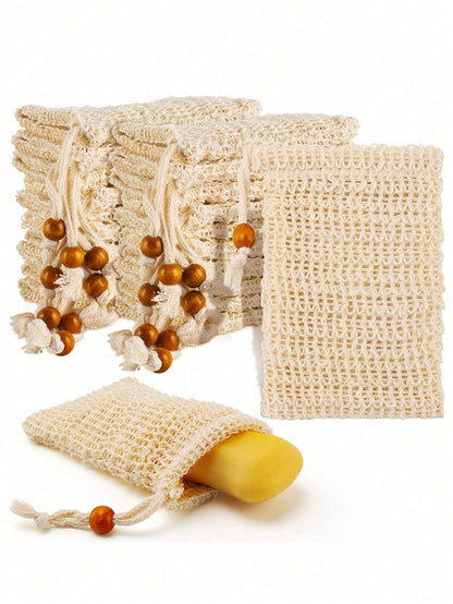 1pc/4pcs Soap Bags Mesh Exfoliating, Natural Sisal Soap Pouch, Suitable For Shower Exfoliating Home Bathroom Decor Fall Decor Back To School Shower Massaging Scrubbing,Halloween, Christmas