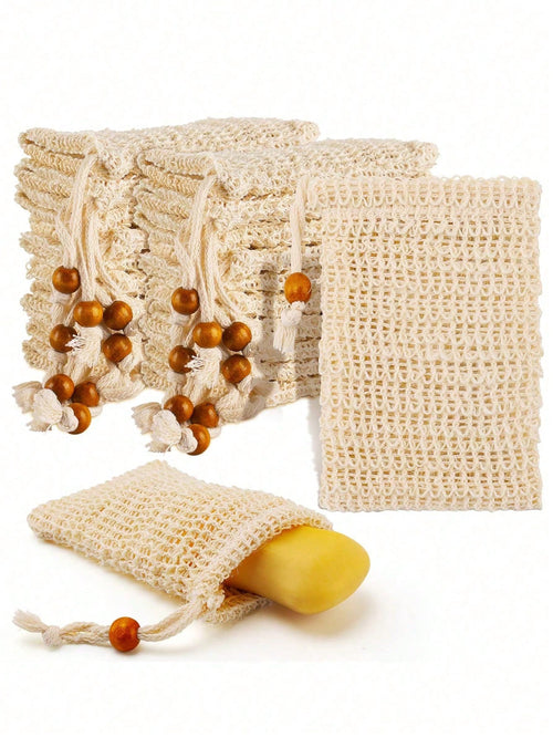 1pc/4pcs Soap Bags Mesh Exfoliating, Natural Sisal Soap Pouch, Suitable For Shower Exfoliating Home Bathroom Decor Fall Decor Back To School Shower Massaging Scrubbing,Halloween, Christmas