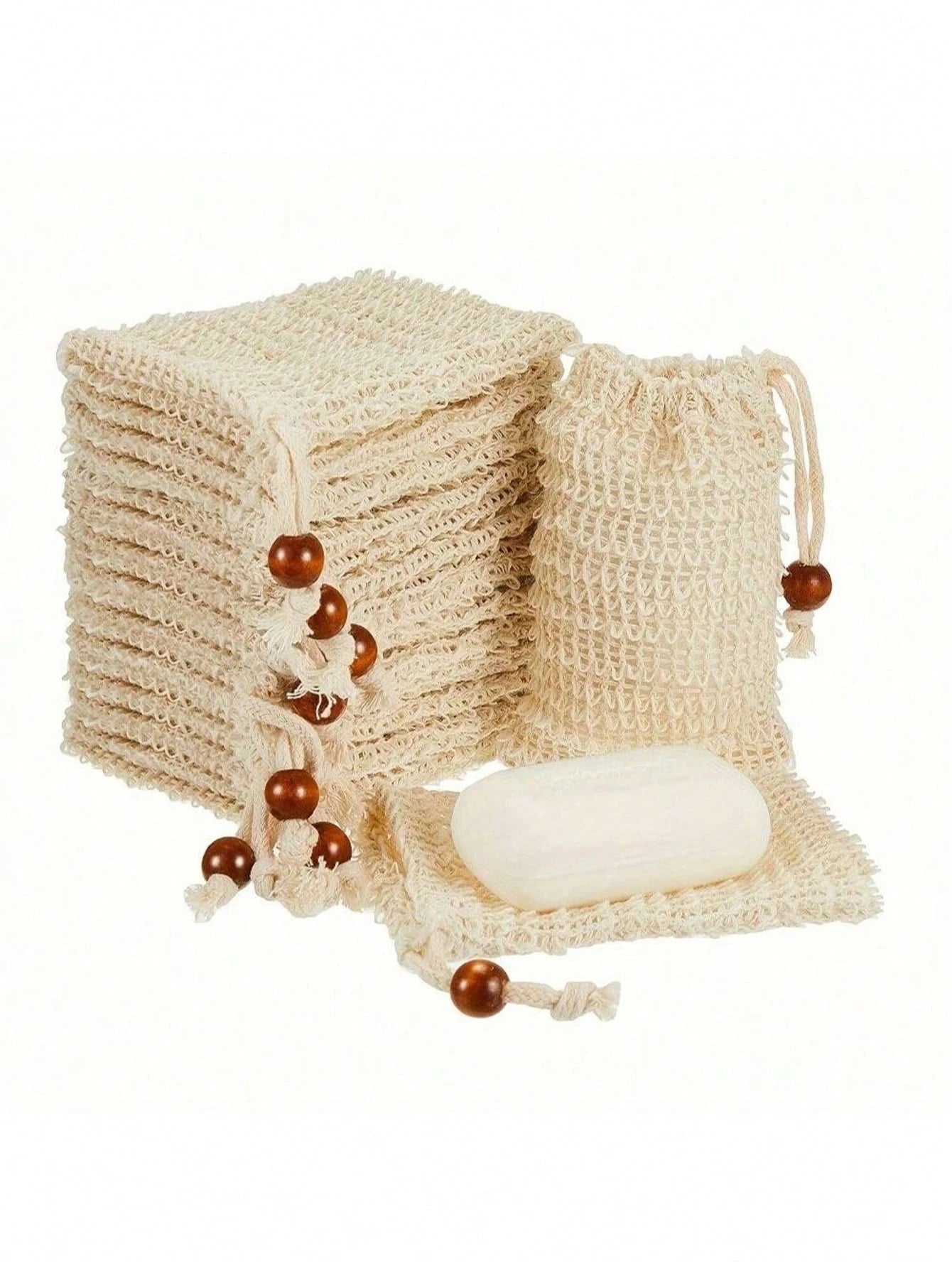 1pc/4pcs Soap Bags Mesh Exfoliating, Natural Sisal Soap Pouch, Suitable For Shower Exfoliating Home Bathroom Decor Fall Decor Back To School Shower Massaging Scrubbing,Halloween, Christmas