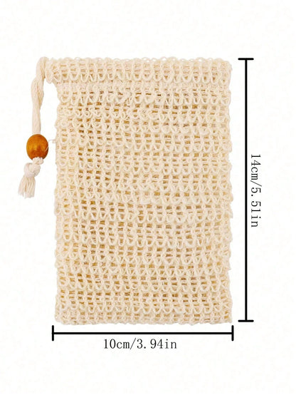 1pc/4pcs Soap Bags Mesh Exfoliating, Natural Sisal Soap Pouch, Suitable For Shower Exfoliating Home Bathroom Decor Fall Decor Back To School Shower Massaging Scrubbing,Halloween, Christmas