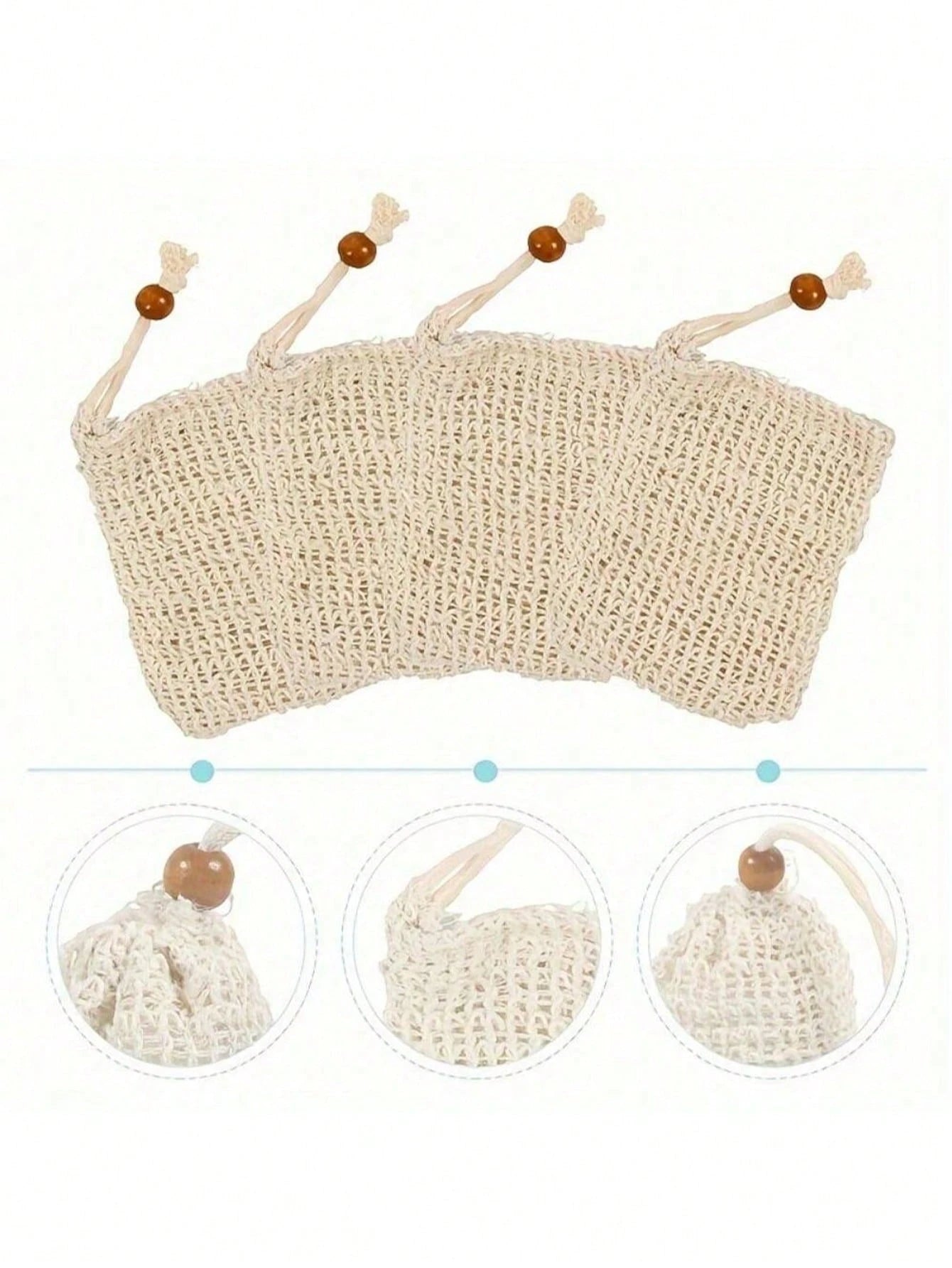 1pc/4pcs Soap Bags Mesh Exfoliating, Natural Sisal Soap Pouch, Suitable For Shower Exfoliating Home Bathroom Decor Fall Decor Back To School Shower Massaging Scrubbing,Halloween, Christmas