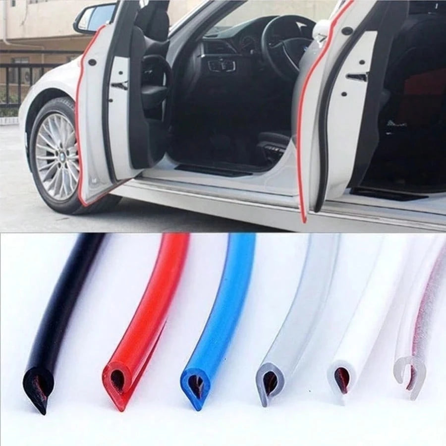 1pc 5m Car Door Edge Guard Strip, Car Door Edge Scratch-Resistant Decorative Strip, Metal Electroplated Anti-Collision Protective Strip For Car Door, Sound-Insulating Car Door Edge Strip