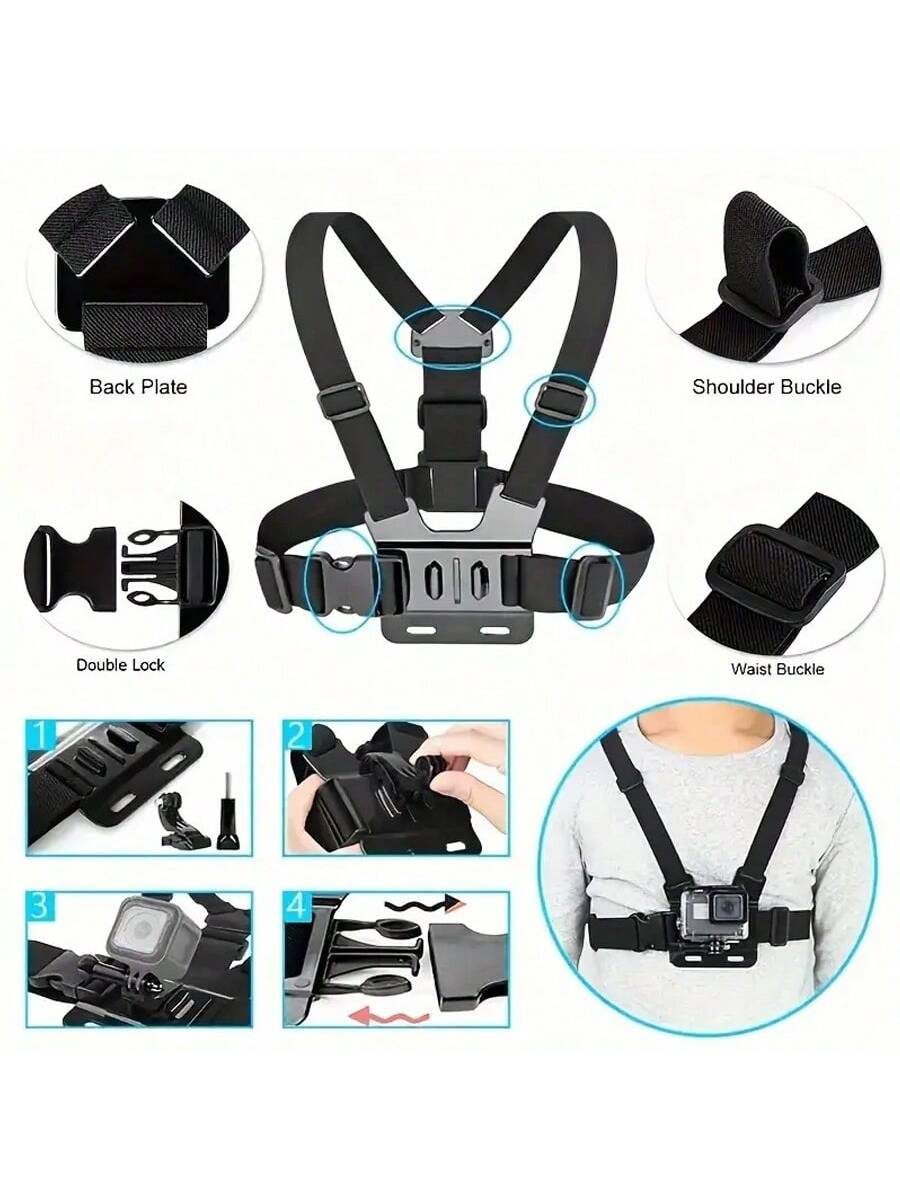 1pc Adjustable Chest Strap Phone Holder Mount, First-Person View Video Recording Accessory For Outdoor Activities Like Cycling, Skiing, Rowing, Hunting
