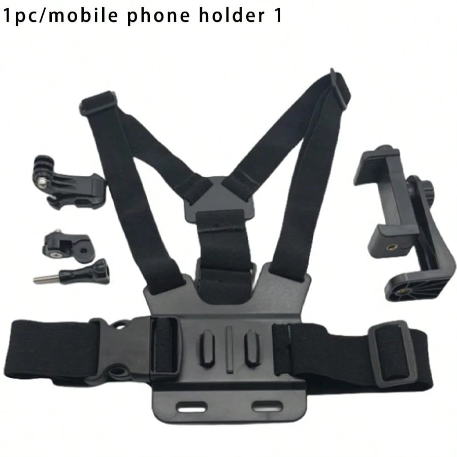 1pc Adjustable Chest Strap Phone Holder Mount, First-Person View Video Recording Accessory For Outdoor Activities Like Cycling, Skiing, Rowing, Hunting